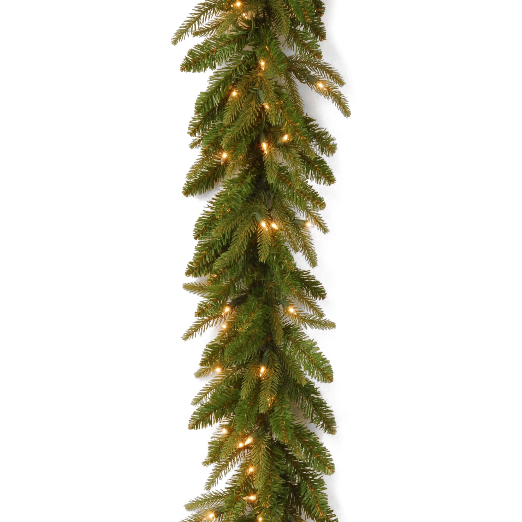 Battery Operated National Tree Company Pre-Lit Artificial Christmas Garland Christmas Collection 9 Feet White Lights Norwood Fir Green