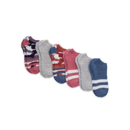 Hanes Womens Cozy No Show Socks. Assorted, 6-Pairs Athletic Stripe/Camo/Solid Asst 5-9