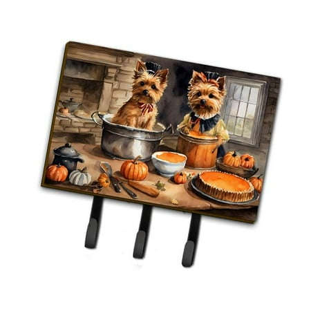 Norwich Terrier Fall Kitchen Pumpkins Leash or Key Holder 6 in x 9 in