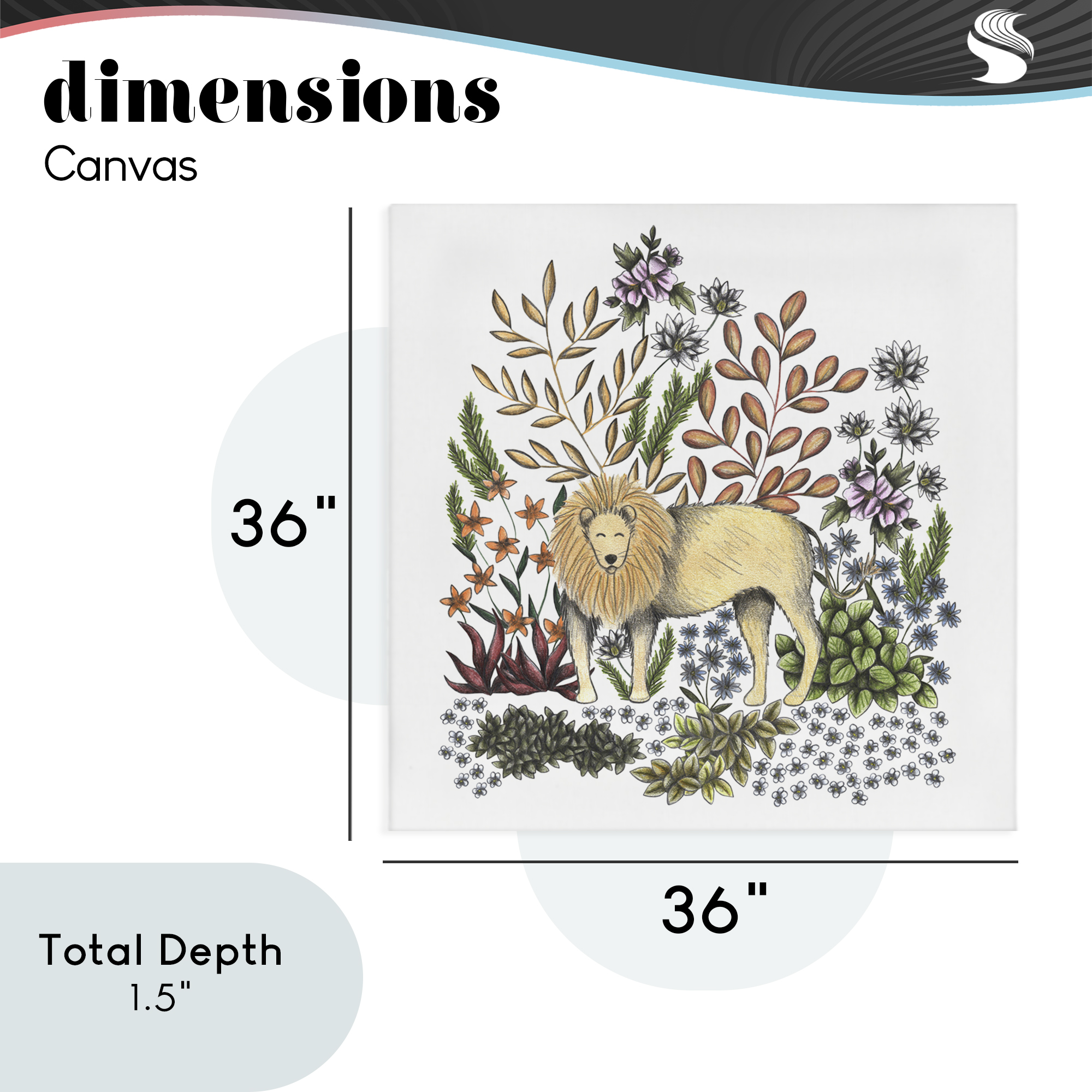 Jungle Wildlife Lion Canvas Wall Art, design by Cecilia Battaini