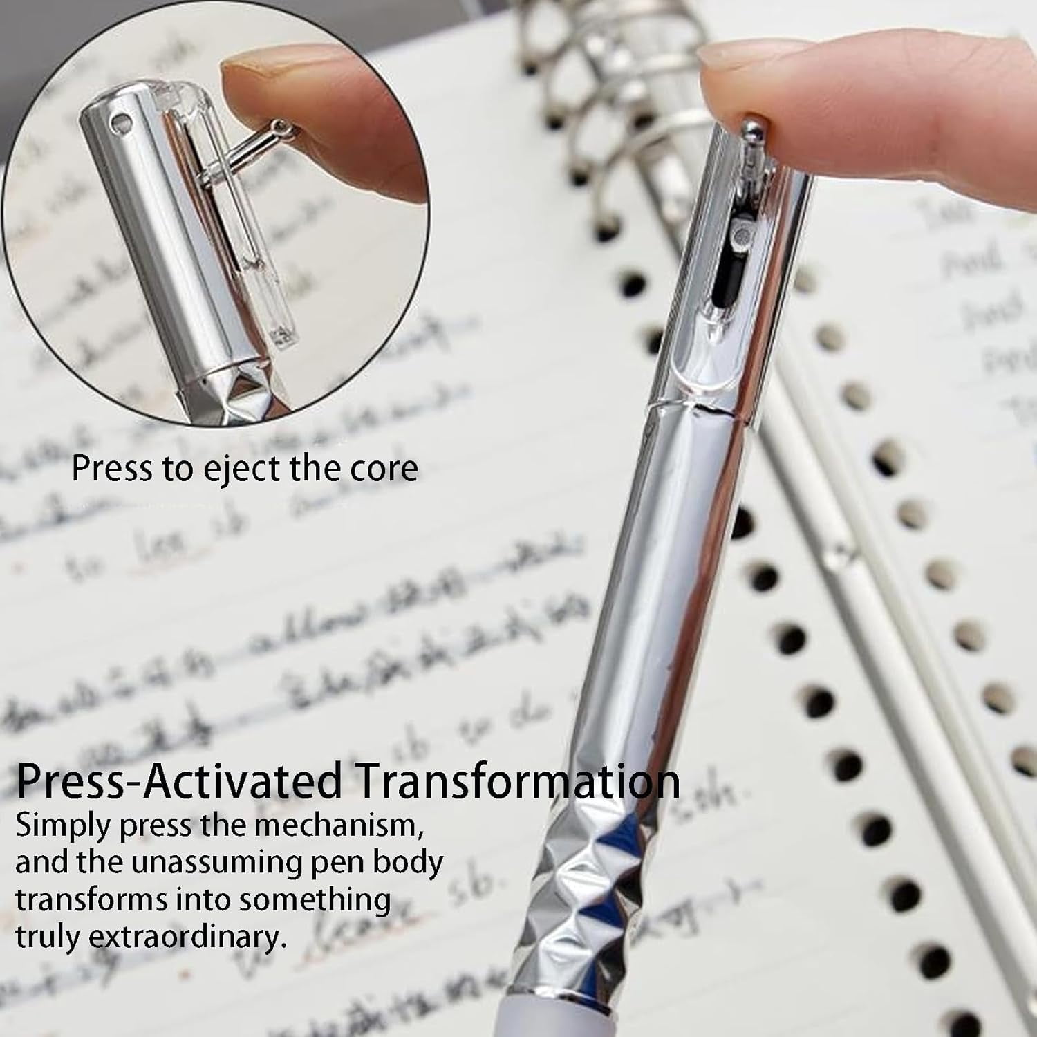 GliJian Geometric Decompression Pen, Funny Geometric Metal Crinkle Pen, 0.5mm Retractable Metals Shape Shifting Switch Pens for Writing and Drawing
