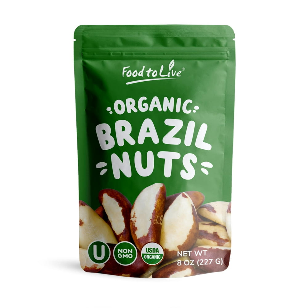 Organic Brazil Nuts, 8 Ounces NonGMO, Whole, Raw, No Shell, Unsalted