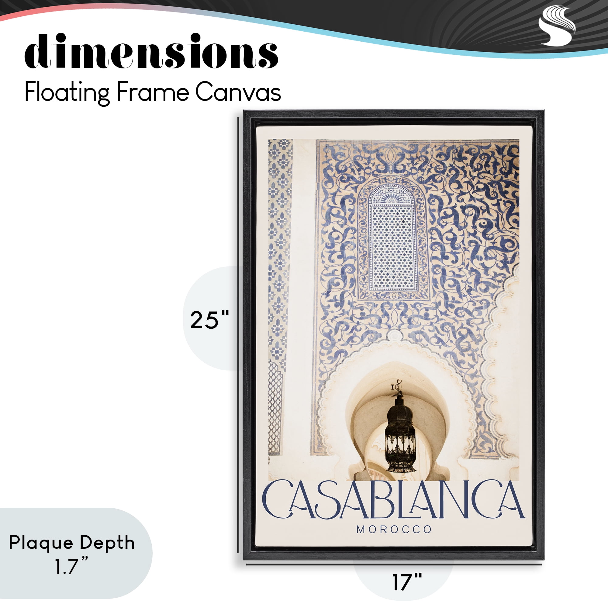 Stupell Industries Ornate Casablanca Architecture Black Framed Floater Canvas Wall Art, design by Emily Navas