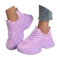 thumbnail image 3 of XIMIN Women Chunky Mesh Sneakers Thick Sole PU Leather Platform Sneakers Shoes Jogging Walking Shoes Fashion Casual Lace-up Walking Shoes with Anti-Slip Sole, 3 of 8