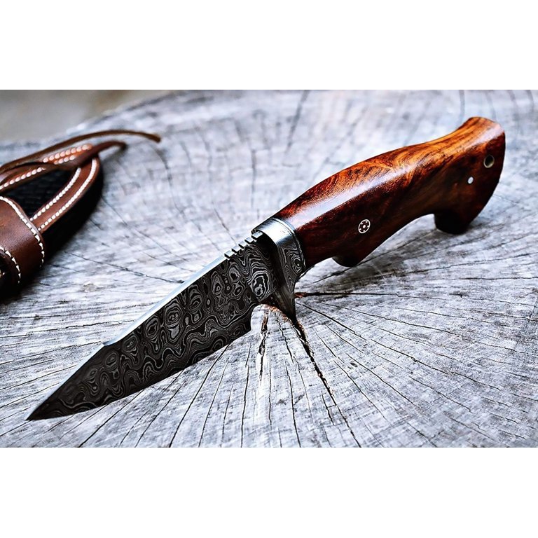 Damascus Hunting Tactical Knife with Sheath