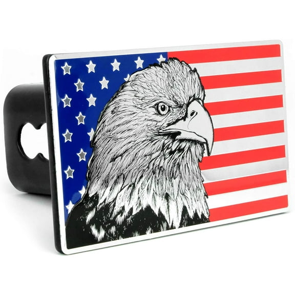eVerHITCH American Eagle Flag Emblem Metal Trailer Hitch Cover (Fits 2" Receiver, Color Flag)