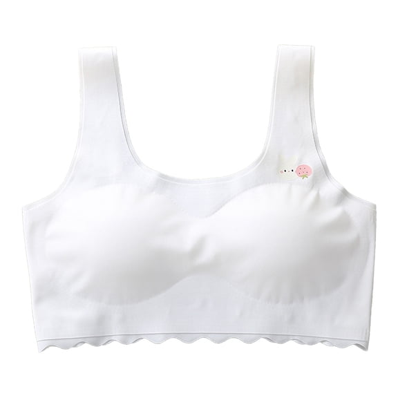 Wxirdiow Teen Clothes Training Bras for Girls Wireless Teen Bras Lightly Padded Cotton Kids Bra Adjustable Straps White Size,12-15 Years