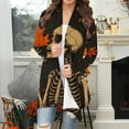thumbnail image 2 of Wensltd Women Halloween Long Sleeve Open Front Cardigan Pattern Pumpkin Lightweight Coat, 2 of 6