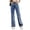 Dark Blue, variant on Women's Jeans Pants Crossover Waist Vintage Straight Leg Denim Pants Fashion Classic Casual Outdoor Jean Pants Streetwear Gray M