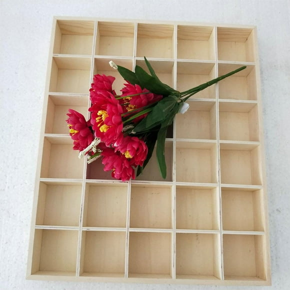 Grocery Storage Wooden 20 Grids Container Divided Retro Pastoral Compartments No 30 grid