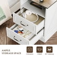 thumbnail image 4 of FANRAL 2 Drawers Dresser for Bedroom,Farmhouse Nightstand with Charging Station & Open Shelf,24" Wide Wooden Chest of Drawers,Rustic Storage Cabinet,White Dresser, 4 of 6