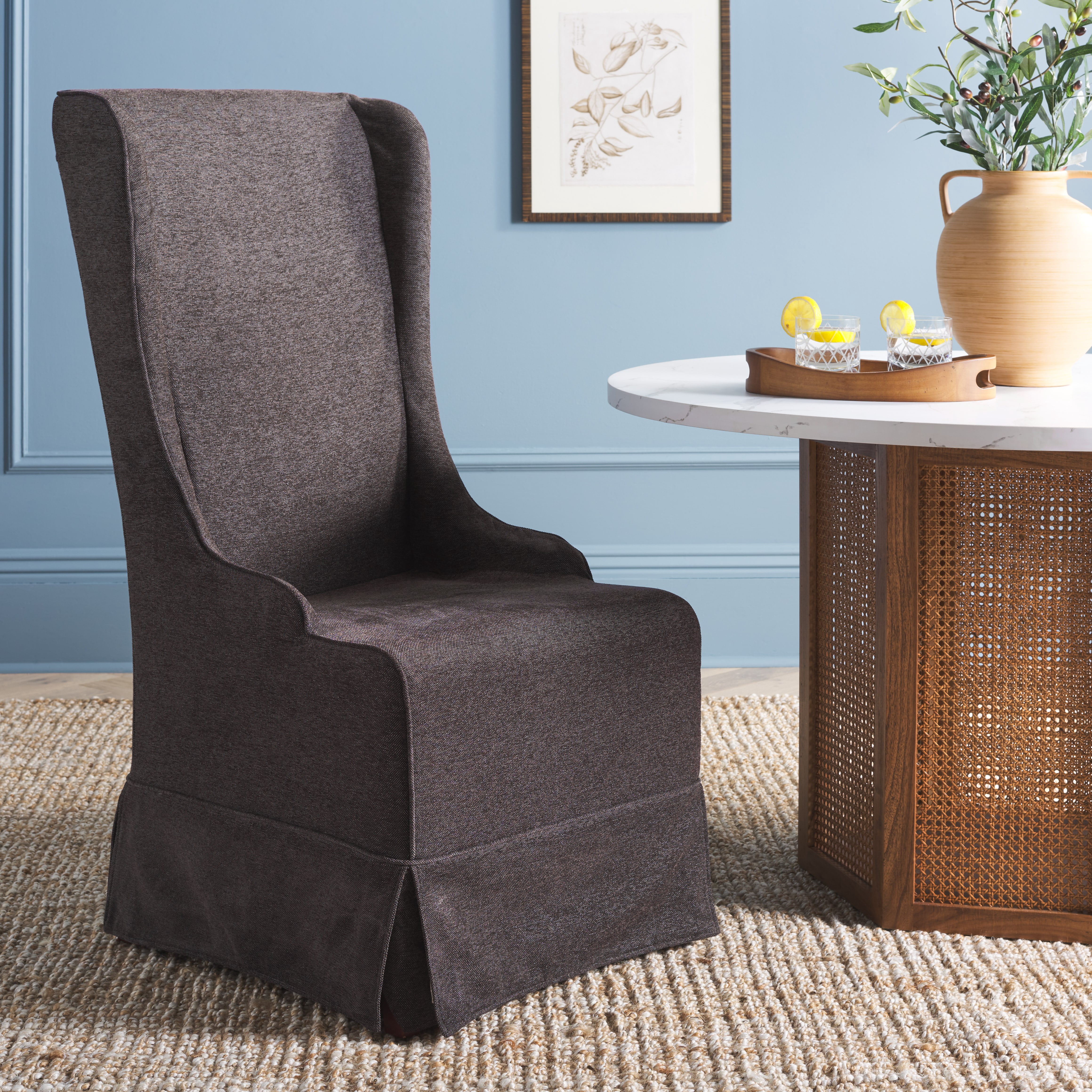 SAFAVIEH Becall Transitional Cotton Solid Dining Parsons Chair, Grey