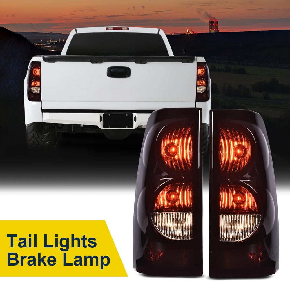 PIT66 Tail Lights Assembly, Fit for 99-06 Chevy Silverado 1500 2500/01-06 Silverado 3500/99-02 GMC Sierra 1500 2500/01-02 Sierra 3500/Smoke Lamps Left Driver Side And Right Passenger Side