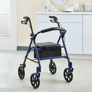 McKesson Rollator Walker for Seniors with Seat, Wheels - Blue, 300 lbs Capacity, 1 Ct