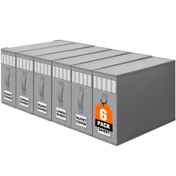 Organizador de sábanas WOWBOX de 6 piezas, gris, con etiquetas