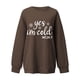 thumbnail image 4 of ICHUANYI Clearance Women's Fashion Sweatshirts Long Sleeved English Printed Pullover Fall Crewneck Sweatshirt(Coffee, XXL) ICHUANYI WER2023081514214, 4 of 5