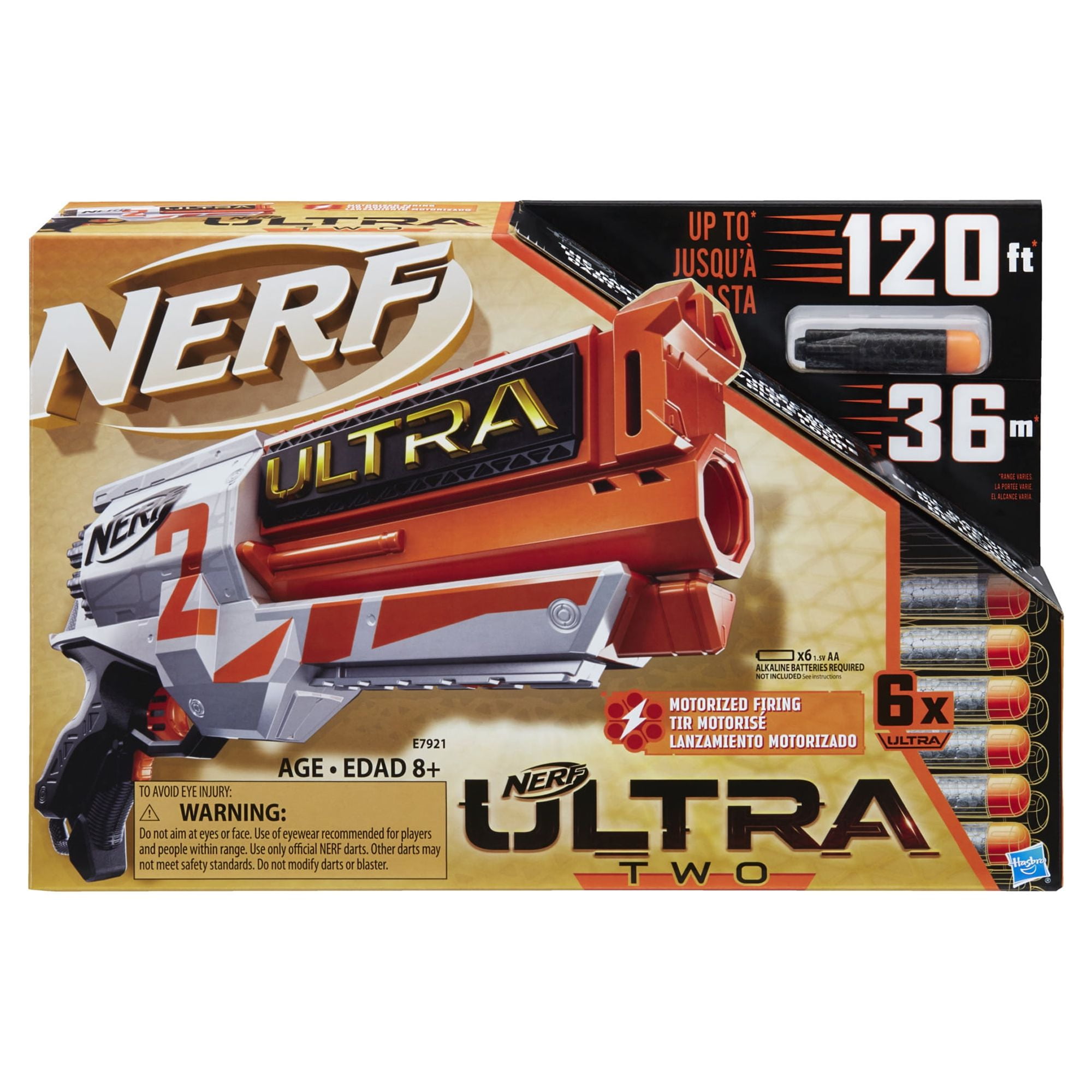 Nerf Ultra Two Motorized Blaster -- Fast-Back Reloading, 6 Nerf Ultra Darts -- Compatible Only with Nerf Ultra Darts