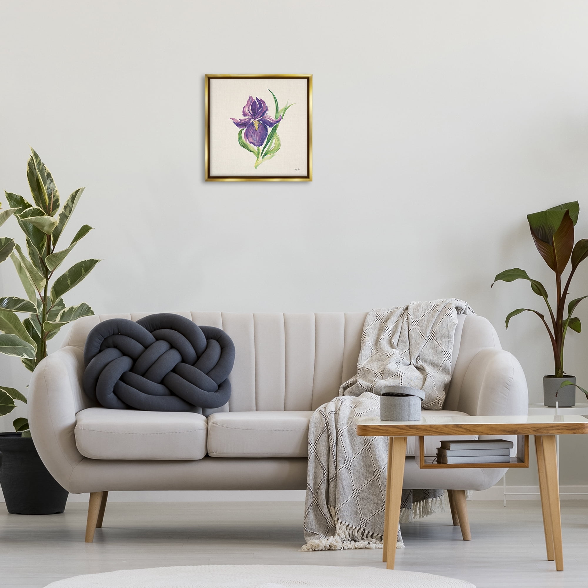 Stupell Industries Easter Iris Bloom Botanical & Floral Painting Gold Floater Framed Art Print Wall Art, 18 x 18