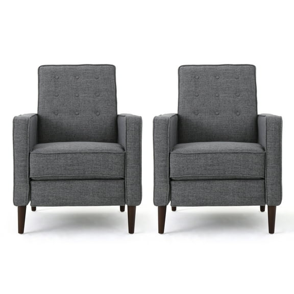 GDF Studio Marston Mid Century Modern Fabric Recliner, Set of 2, Grey