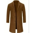 thumbnail image 3 of FAVIPT Winter Trench Coat Men Notched Collar Single Breasted Top Coat Mid-Length Wool Blend Overcoat Casual Business Classic Jackets for Men Brown,M, 3 of 7