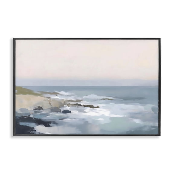 Stupell Industries Contemporary Serene Coastal Ocean Scene Black Framed Giclee Art, 18 x 12, by Creative Studio