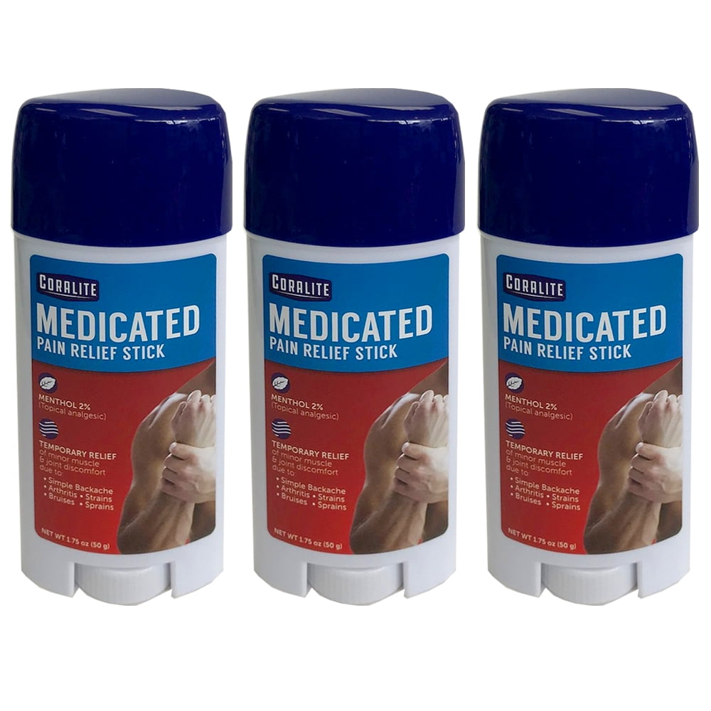 3Pk Menthol Pain Relief Stick 2 oz Quick Easy Arthritis Backache