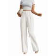 thumbnail image 4 of Women Wide Leg Pants High Waisted Business Casual Work Trousers Dressy Pants with Pockets White S, 4 of 10