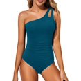 thumbnail image 1 of SURJDE One Shoulder One Piece Swimsuit for Women Tummy Control Bathing Suits Modest Full Coverage Keyhole Swimwear, 1 of 6