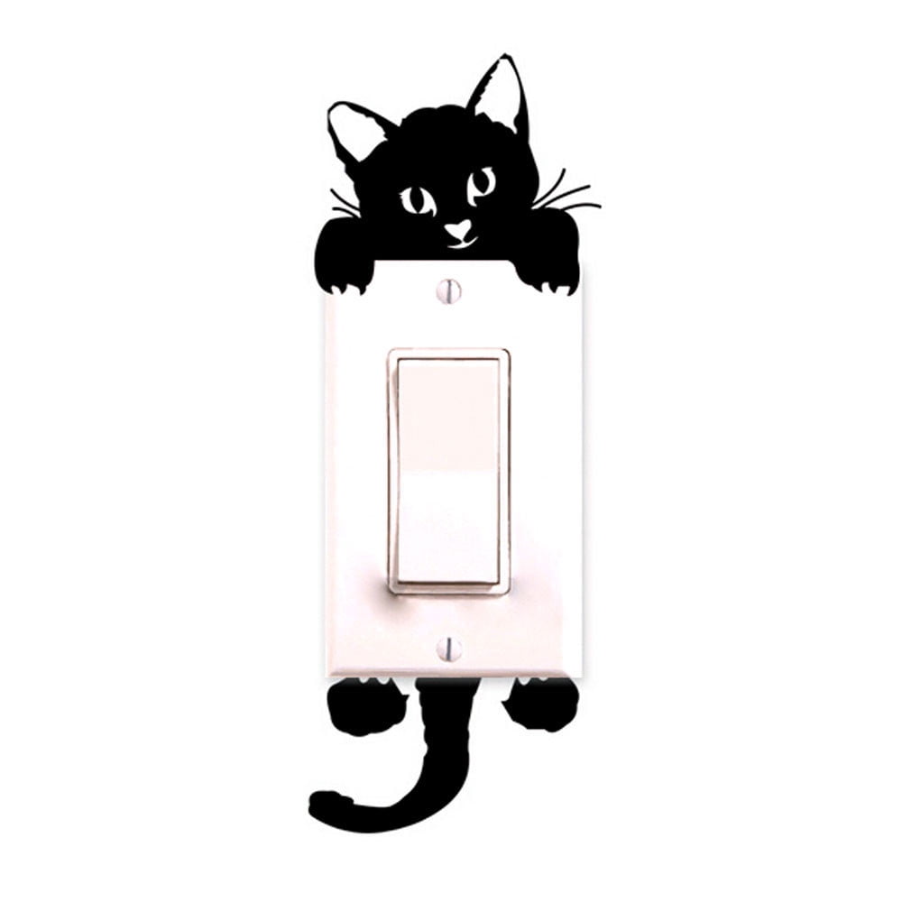 Cat Peering into Fish Bowl small light switch Sticker Car Decal