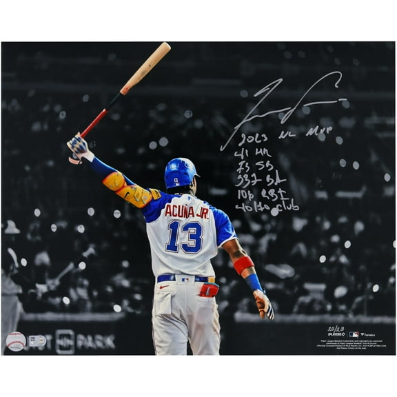 Ronald Acua Jr. Atlanta Braves Autographed 16" x 20" Spotlight Photograph with Multiple Inscriptions - Limited Edition #2-22 of 23 - Fanatics Authentic Certified