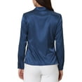 thumbnail image 4 of INSPIRE CHIC Women's Satin Blouse Long Sleeve Work Office Button Down Shirt Top 2XL Dark Blue, 4 of 7