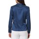 thumbnail image 3 of BLUSA DE SATÉN PARA MUJERES CHIC INSPIRADA, DE MANGA LARGA, CAMISA DE OFICINA CON BOTONES, TALLA S, AZUL OSCURO, 3 of 6
