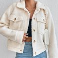 thumbnail image 4 of Women's Trendy Button Up Jacket Long Sleeve Fleece Lapel Pocket Solid Color Coat Fall Lightweight Teen Girls Outerwear, 4 of 4