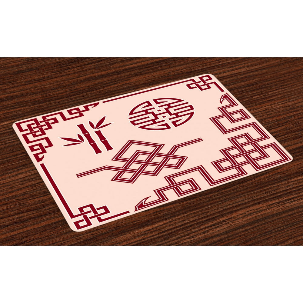 Asian Placemats Set of 4 Set of Oriental Design Elements Traditional