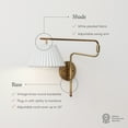 thumbnail image 3 of Nathan James Kai Modern Wall Mounted Plugin Bedside Reading Lamp with Pleated Shade, Vintaged Brass Finish, 3 of 7