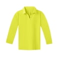 thumbnail image 4 of Domzest Kids Polo Shirt Long Sleeve Solid Color Back To School Uniform Casual Top Children Cotton Blend V Neck Pullover Boys Girls Autumn Spring Basic Tee Yellow 7-8 Years, 4 of 4