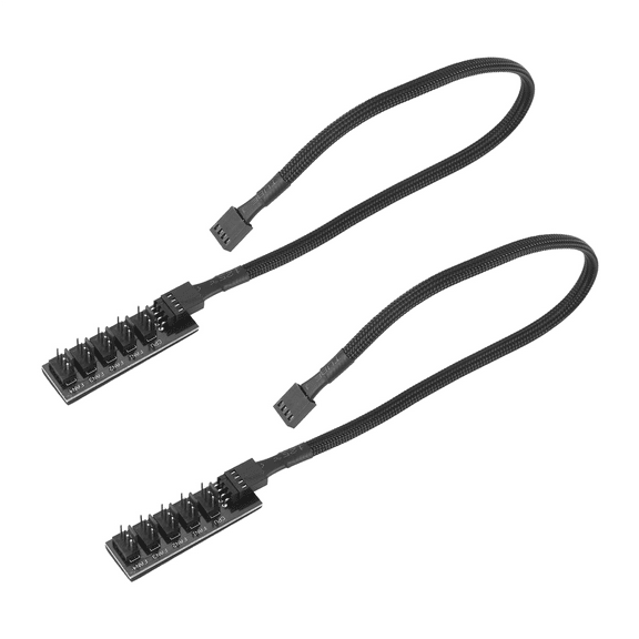2024 TOP! PWM Fan Hub Splitter, 4 Pin Black Sleeved 5 Way PC CPU Cooling Case Extension Splitter Adapter Cable 40cm/15.7Inch