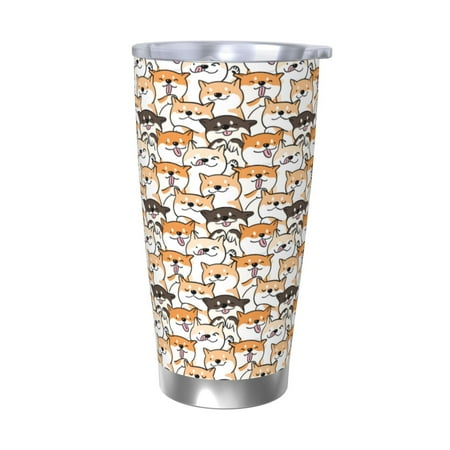 

Tideii Shiba Inu Dog for 20OZ Car Cup Stainless Steel Cold and Hot Cup with Lid Suitable for Outdoor and Home Unisex-Without Straw