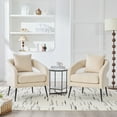 thumbnail image 2 of Living Room Chairs Modern Upholstered Velvet Open Back Accent Chair Barrel Dining Chair with Metal Legs, Cozy Round Sofa Leisure Lounge Club Armchair for Living Room,Bedroom Reception Dining Room and, 2 of 11