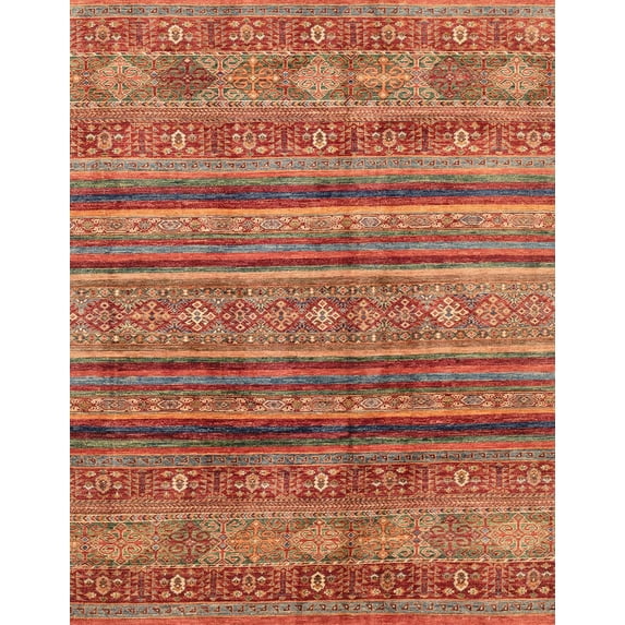 Ahgly Company Machine Washable Indoor Rectangle Abstract Bronze Brown Area Rugs, 8' x 10'