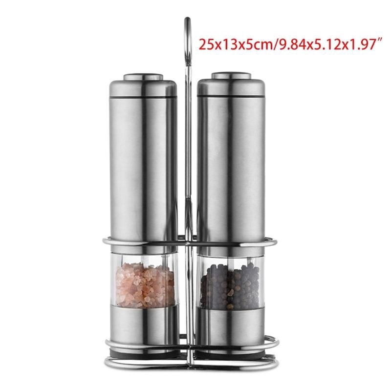 PatungKu Thumb Push Button Black Grinder Stainless Steel for Black Pepper Sea Salt
