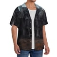 thumbnail image 2 of KLL Gloomy Mansion Forest Scene Print Men's Shirt Short Sleeve Button Down Summer Cuba Beach Shirts- 3X-Large, 2 of 5