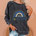 thumbnail image 2 of Darzheoy Womens Solid Graphic Tops Hanukkah Loose Long Sleeve Color Block Printed Trendy Drop Shoulder Blouse Shirt, 2 of 4
