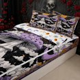 thumbnail image 3 of Erosebridal Retro Psychedelic Zipper Twin Comforter Sets with Fitted Sheet and 2 Pillowcases for Boys Girls, Purple Skull Mushroom Print Zipper Bedding Set, Halloween Reversible, 4pcs, 3 of 7