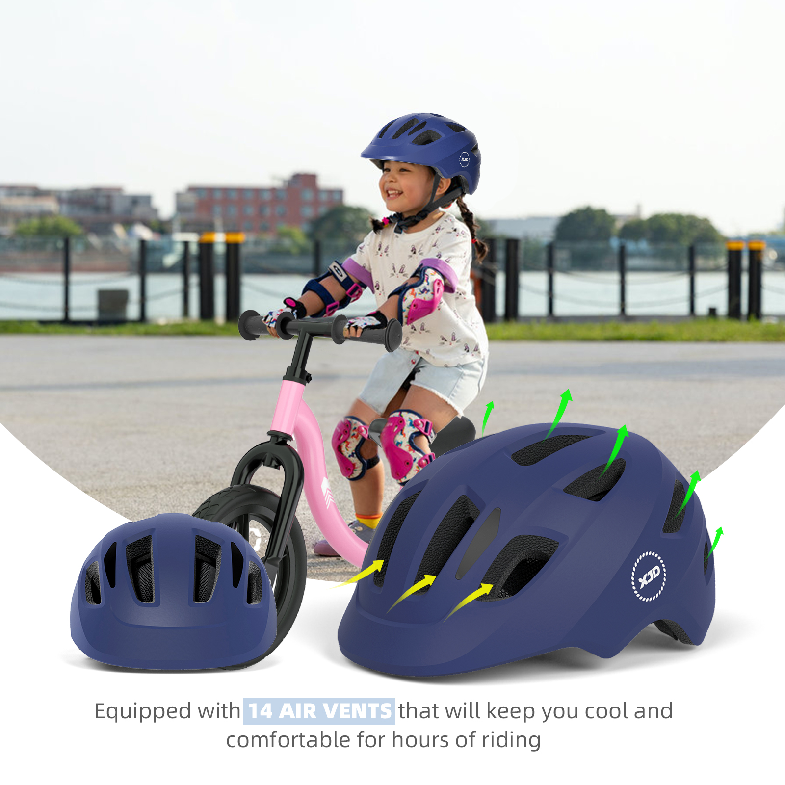 XJD Kids Bike Helmet, Ages 1-8, Adjustable, Blue photo 3