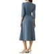 thumbnail image 3 of Vestido de trabajo para mujer INSPIRE CHIC, corte A, mangas 3/4, vestido midi elegante, gris azul, XL, 3 of 6