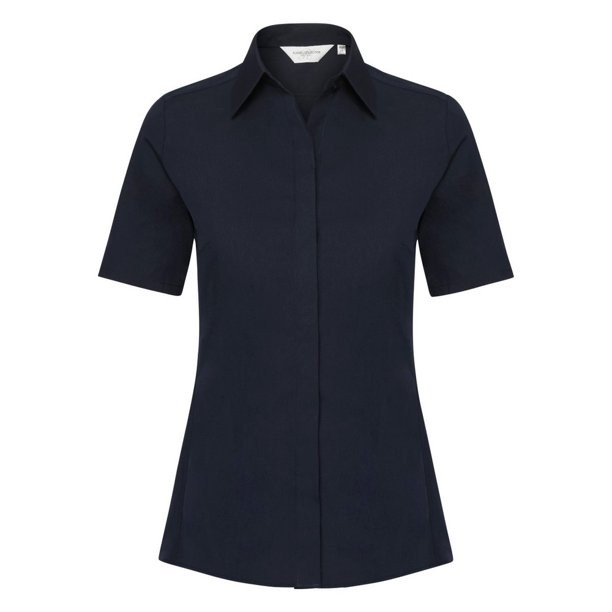 Russell- Camisa de manga corta elástica y transpirable para mujer (Marino Vivo)