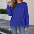 thumbnail image 5 of Casual Oversized Top for Women Crewneck Long Sleeve Textured Pullover Sweatshirt with Pockets, 5 of 7