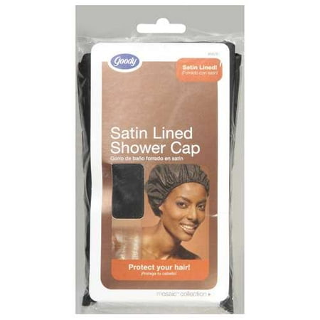 Black Satin Lined Shower Cap