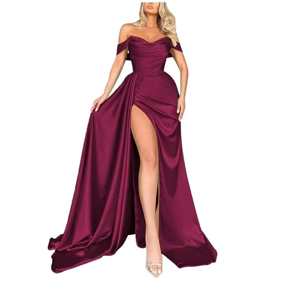 Women's Sexy One Shoulder Formal Evening Dress Solid Color Elegant Party Gown with Chest Cushion and Zipper Design for